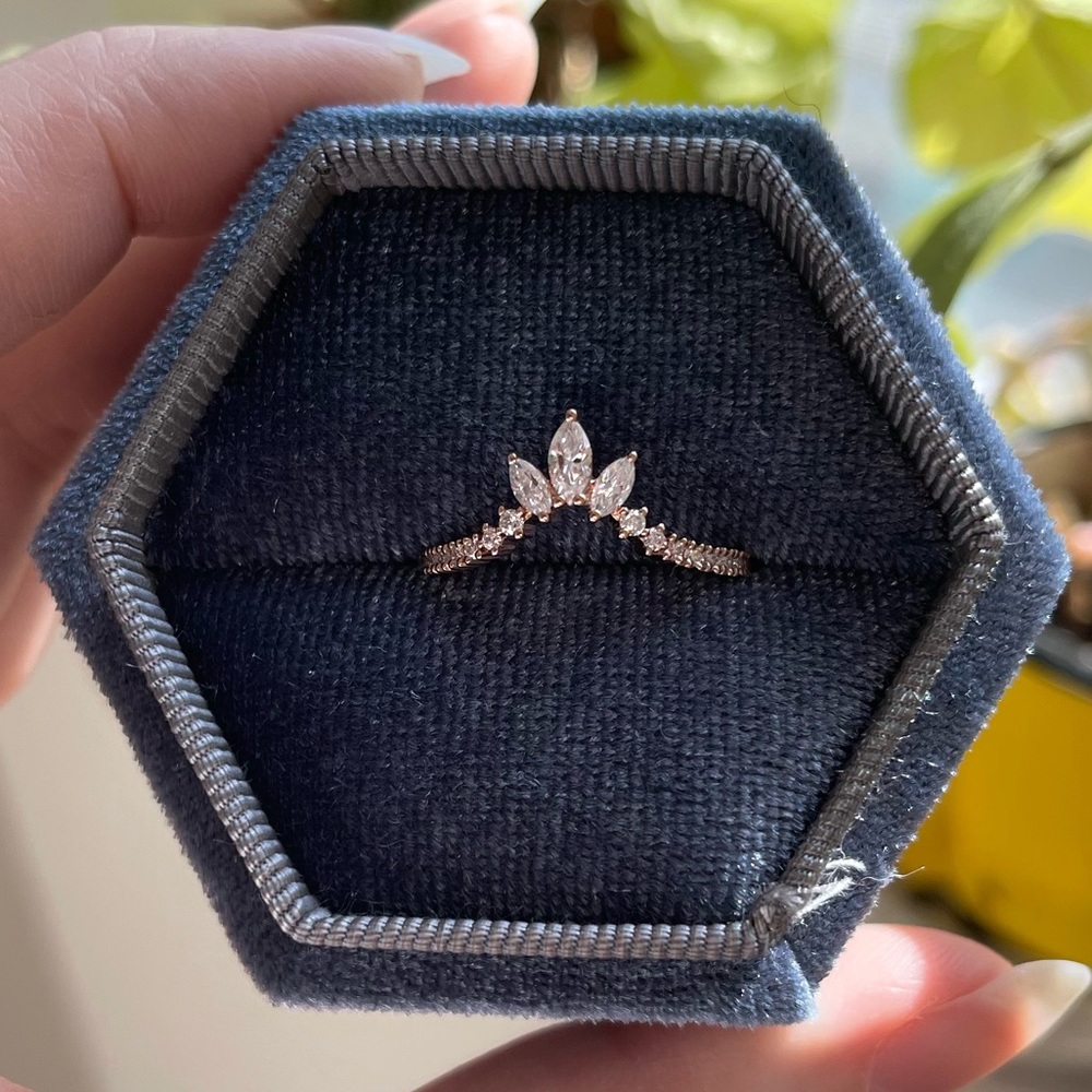 14k Rose Gold Moissanite Wedding Band, size 6.5